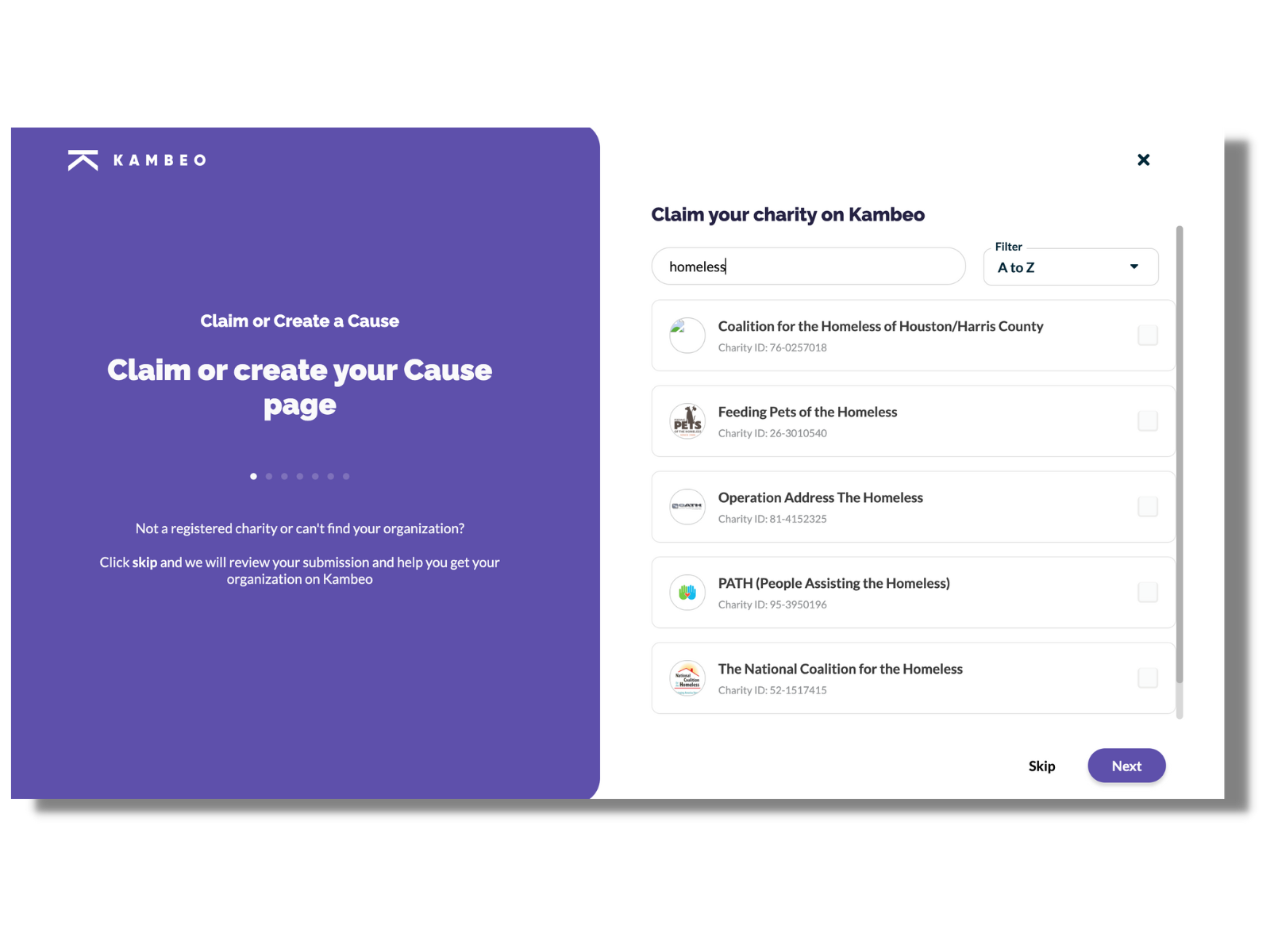 Create your cause page on Kambeo